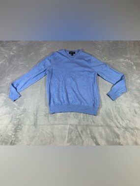 Men's Lightweight Blue V-Neck Harrison Davis 100% extra fine merino wool-Large